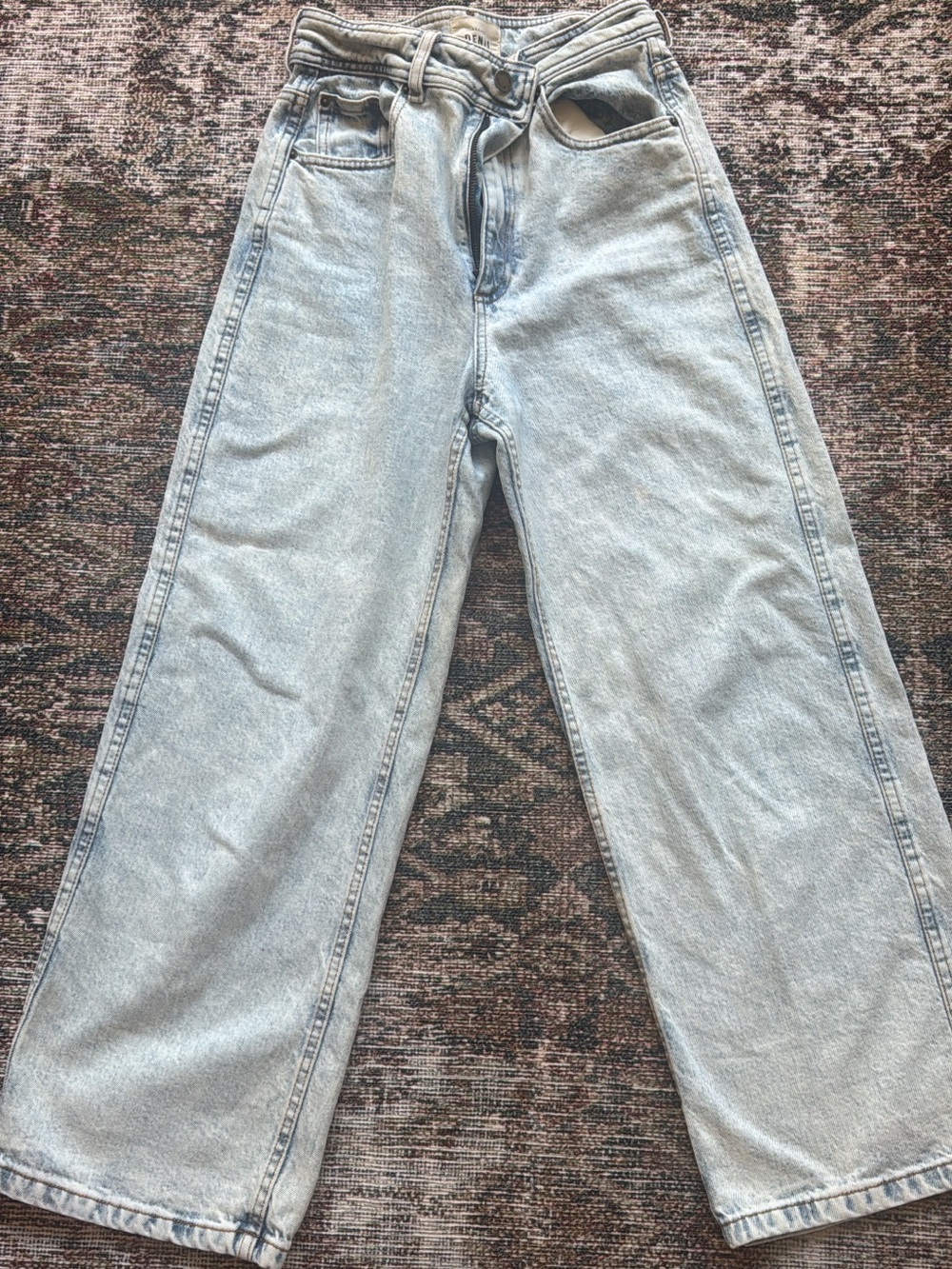 Sezane High-Rise Wide-Leg Jeans in Light Blue